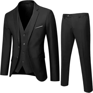 Men Suits 3 Pieces Set Slim Fit Prom Suit Tuxedo Business Formal Suit Wedding Suit Jacket Vest and Pant Suits