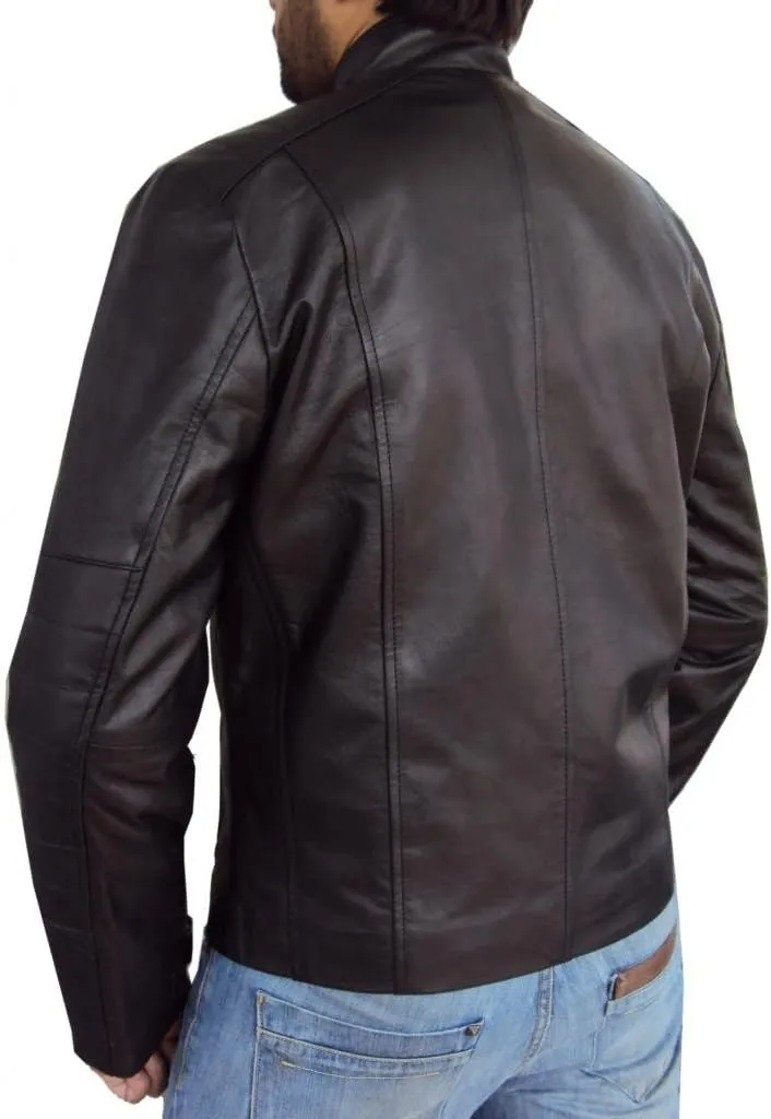 Men's Asymmetric Lambskin Leather Designer Moto Biker Jacket