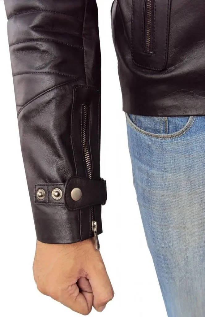 Men's Asymmetric Lambskin Leather Designer Moto Biker Jacket