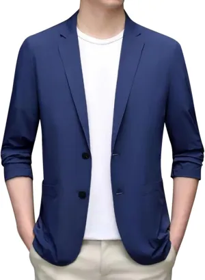Men's Blazer One Button Regular Fit Lightweight Lapel Simple Business Suit Jacket for Formal and Casual Occasions