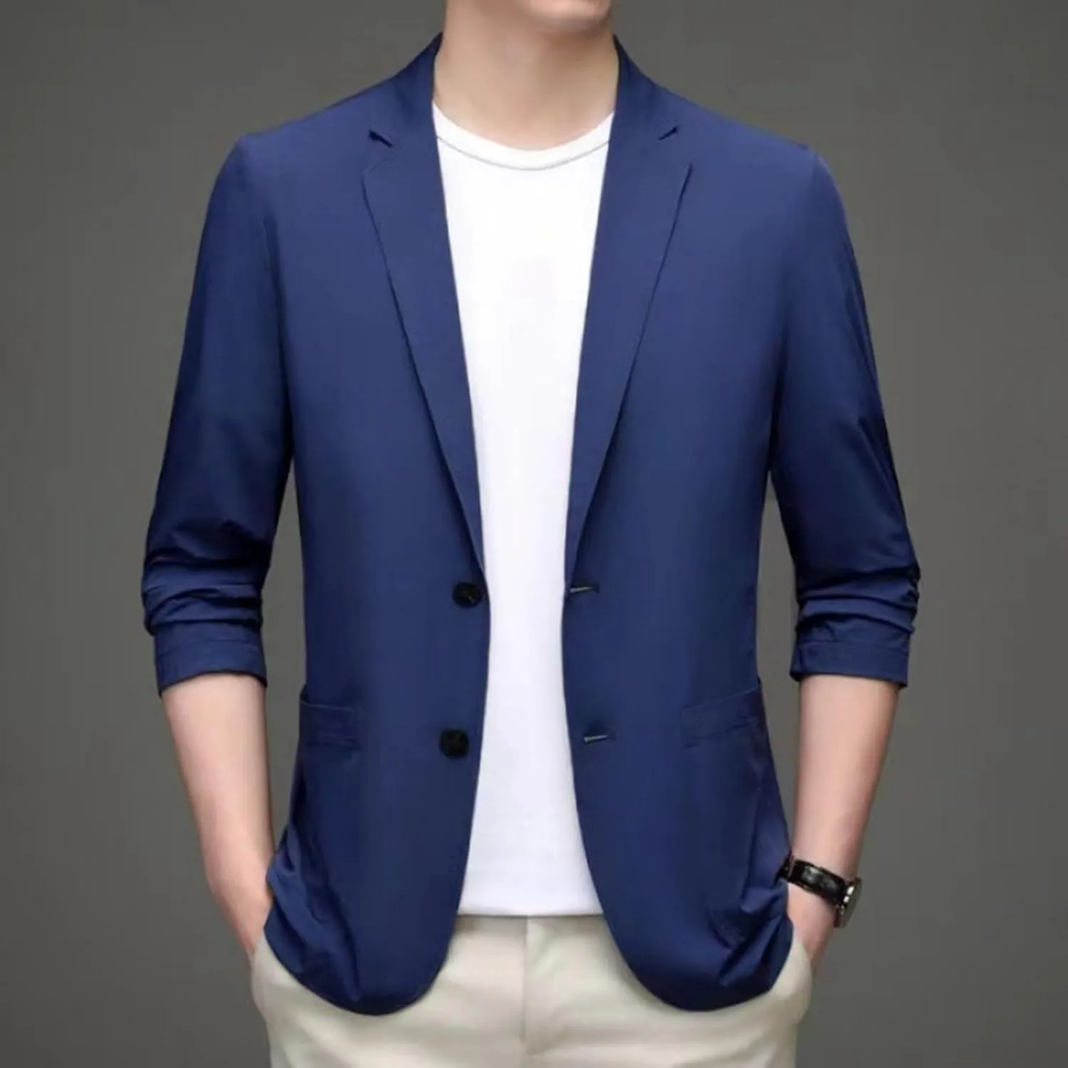 Men's Blazer One Button Regular Fit Lightweight Lapel Simple Business Suit Jacket for Formal and Casual Occasions
