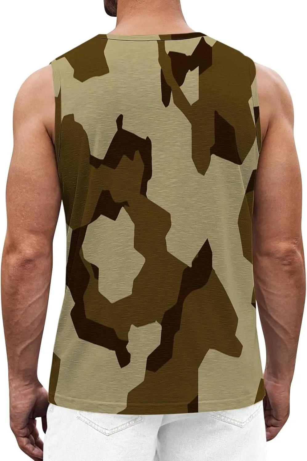 Men's Camo Print Tank Tops Big and Tall Camouflage Wild Sleeveless Vests Drying Athletic Sports Workout Muscle Shirts