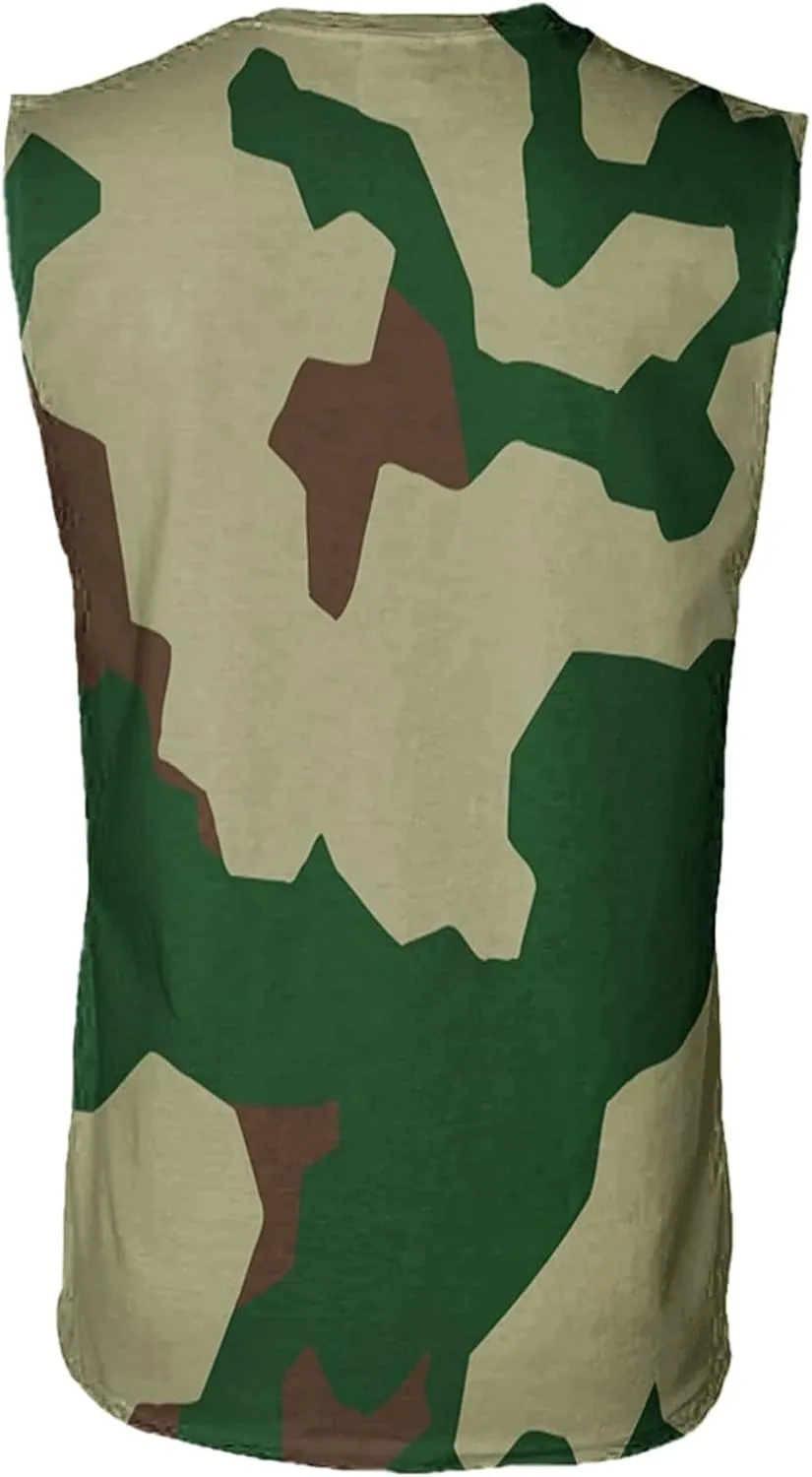 Men's Camo Print Tank Tops Big and Tall Camouflage Wild Sleeveless Vests Drying Athletic Sports Workout Muscle Shirts
