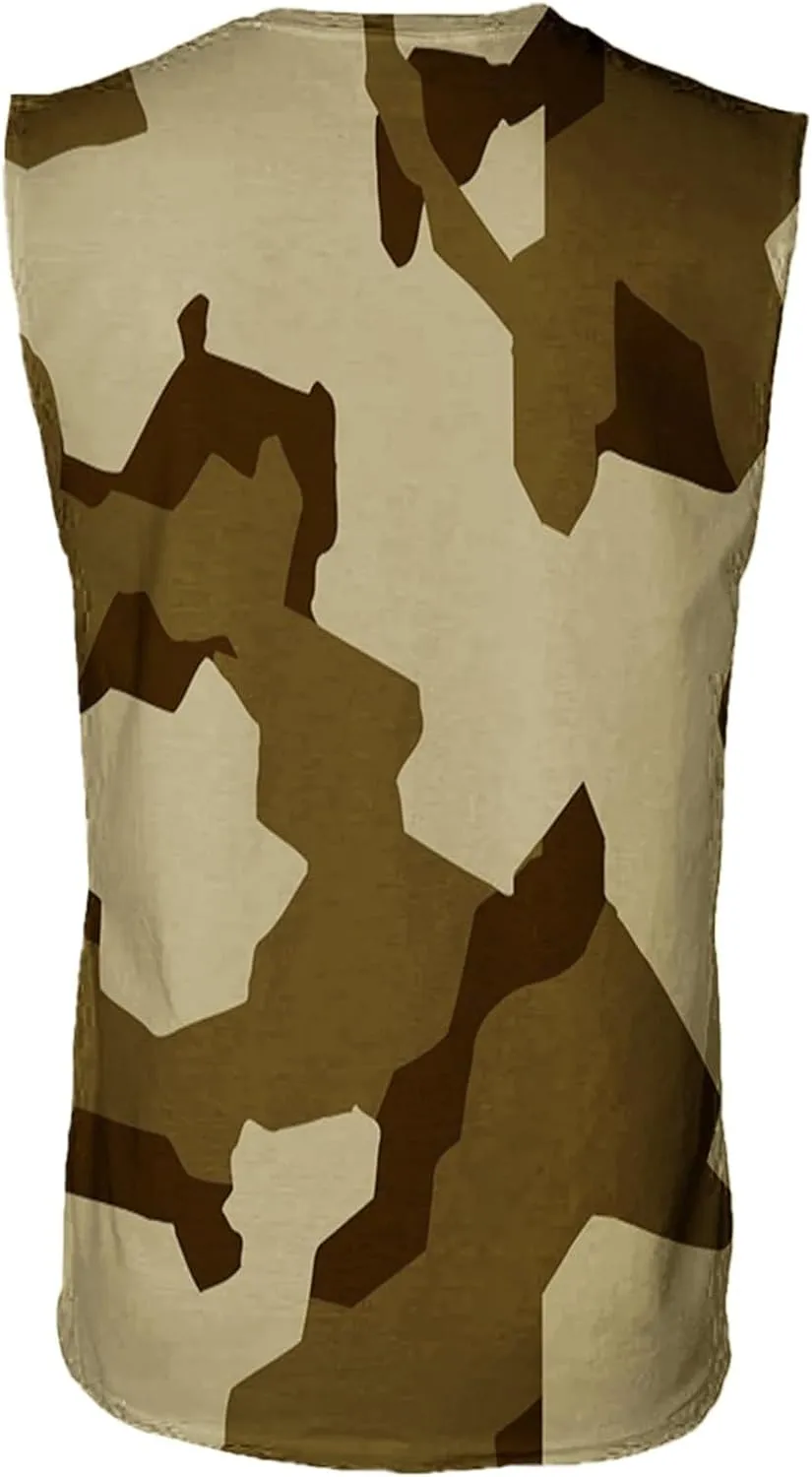 Men's Camo Print Tank Tops Big and Tall Camouflage Wild Sleeveless Vests Drying Athletic Sports Workout Muscle Shirts