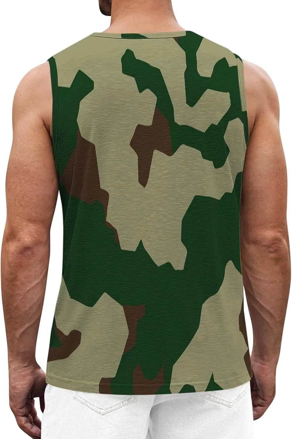 Men's Camo Print Tank Tops Big and Tall Camouflage Wild Sleeveless Vests Drying Athletic Sports Workout Muscle Shirts