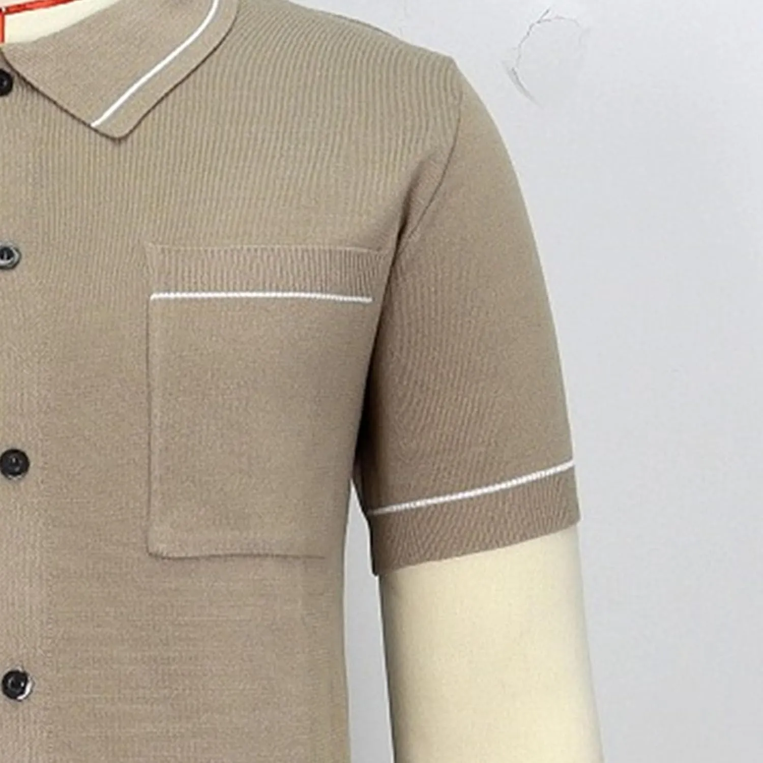 Men's Cardigan Knit Summer Polo Shirt Button Down Casual Golf Polo Shirts Short Sleeve Business Soft Polo Shirts
