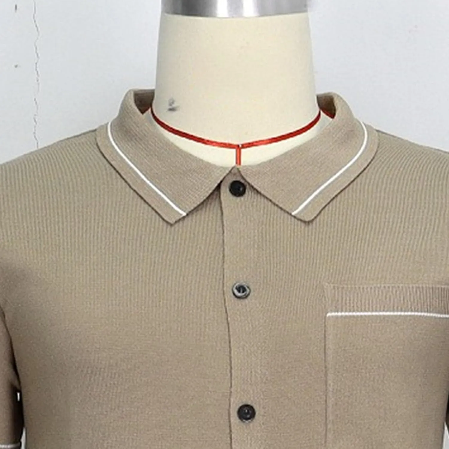 Men's Cardigan Knit Summer Polo Shirt Button Down Casual Golf Polo Shirts Short Sleeve Business Soft Polo Shirts