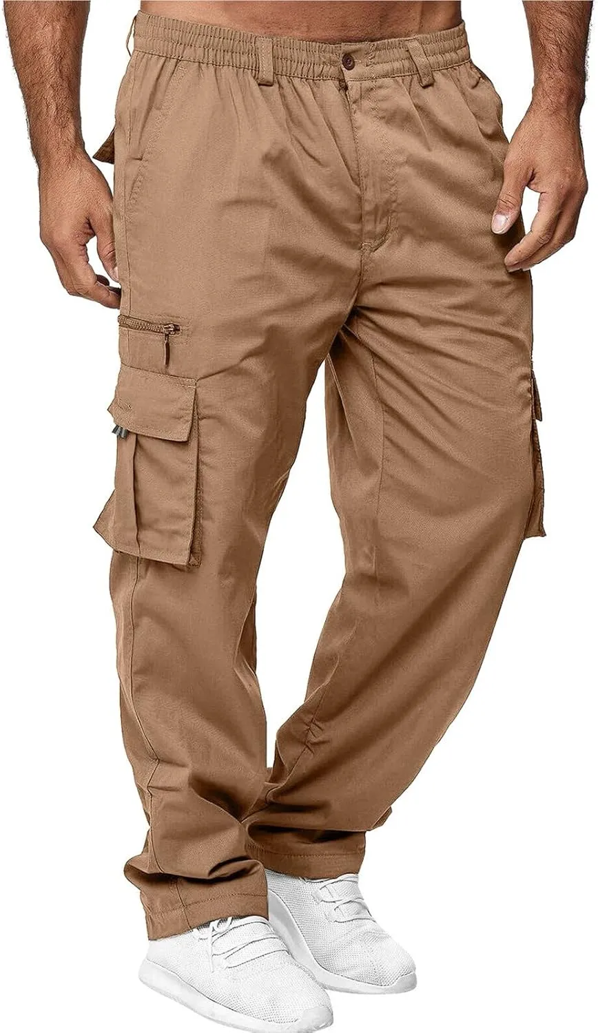 Men's Cargo Pants Casual Straight Sports Pant Outdoor Relaxed Fit Cargo Trouser Multi Pockets Cargo Trousers for Men