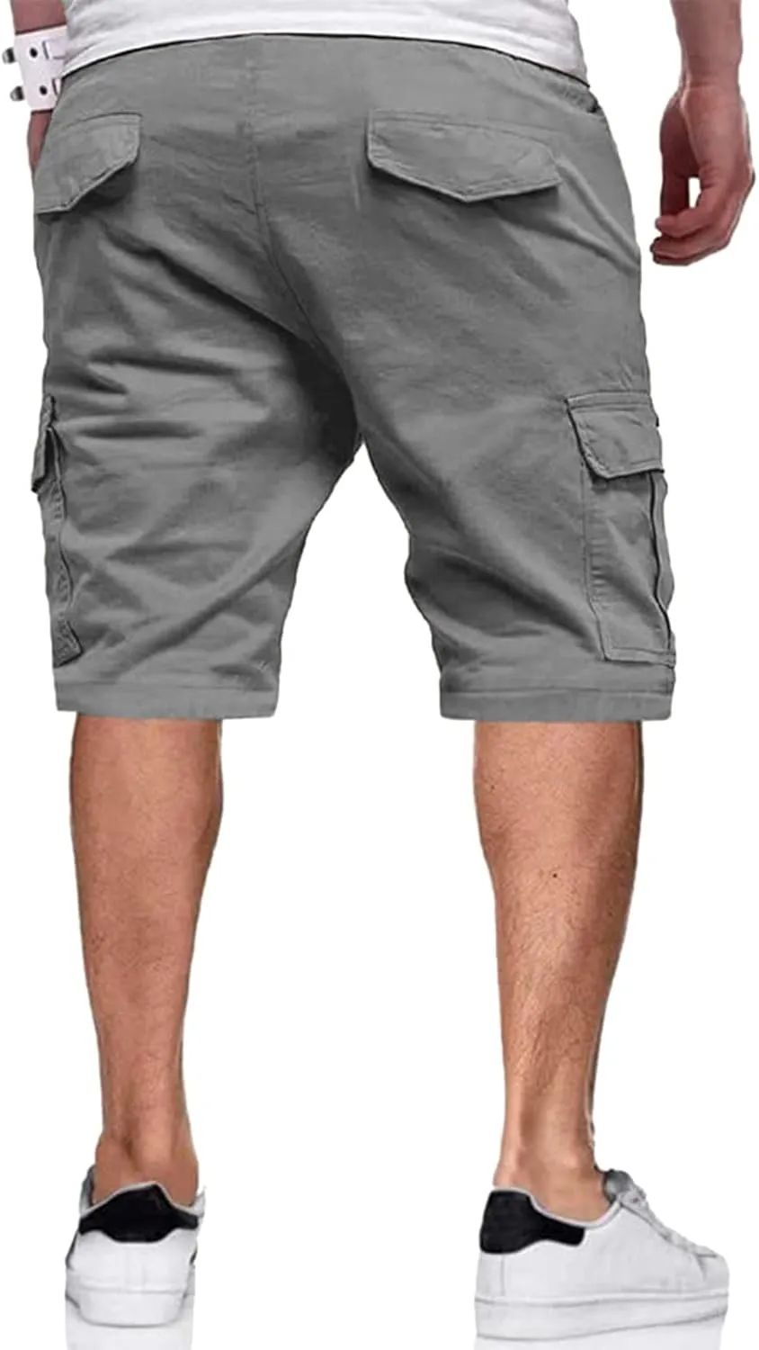 Mens Cargo Shorts Mens Casual Twill Cargo Shorts Cotton Drawstring Classic Cargo Stretch Short with Multi Pockets