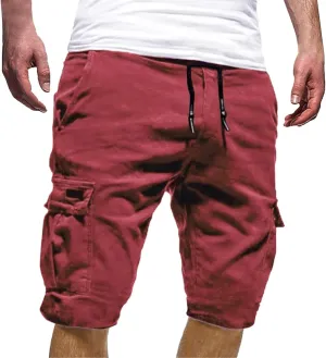 Mens Cargo Shorts Mens Casual Twill Cargo Shorts Solid Cotton Drawstring Classic Cargo Stretch Short with 6 Pockets