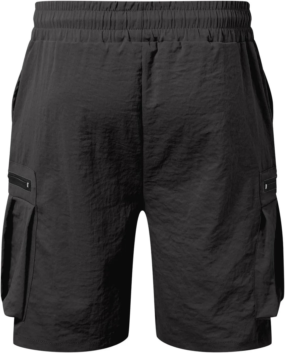 Men's Cargo Sweat Shorts Summer Casual Drawstring Waist Athletic Short Loose Hiking Gym Jogger Shorts with Zip Pocket
