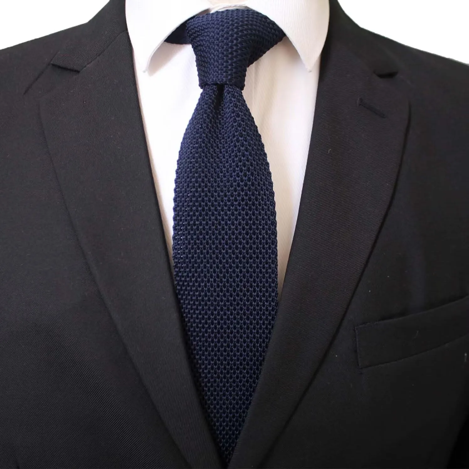 Men's Casual 2" Knit Tie Vintage Necktie Smart Sock Ties Square-Cut