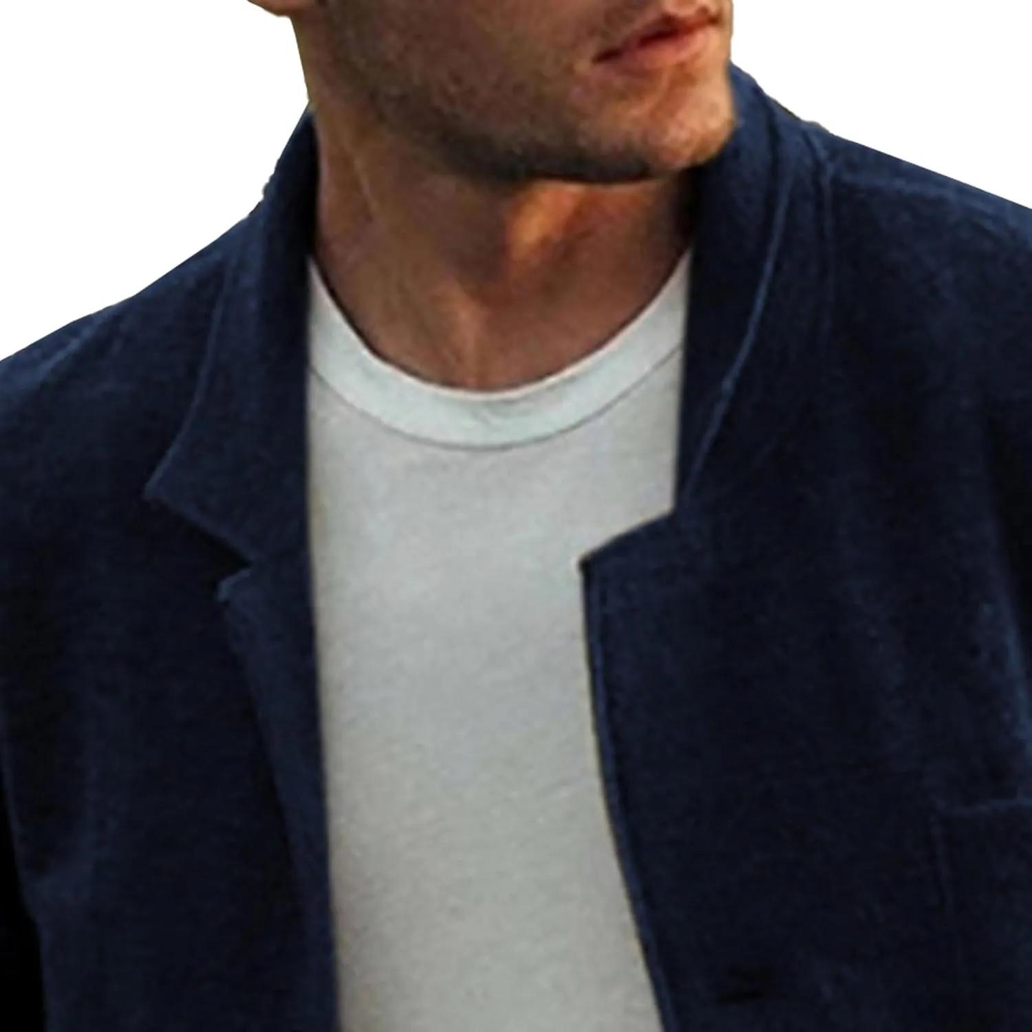 Men's Casual Button Down Cardigan Jacket Stand Collar Pockets Casual Overcoats Loose Fit Solid Wool Trench Coat
