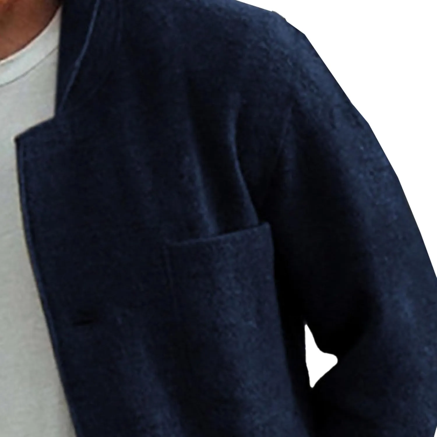 Men's Casual Button Down Cardigan Jacket Stand Collar Pockets Casual Overcoats Loose Fit Solid Wool Trench Coat