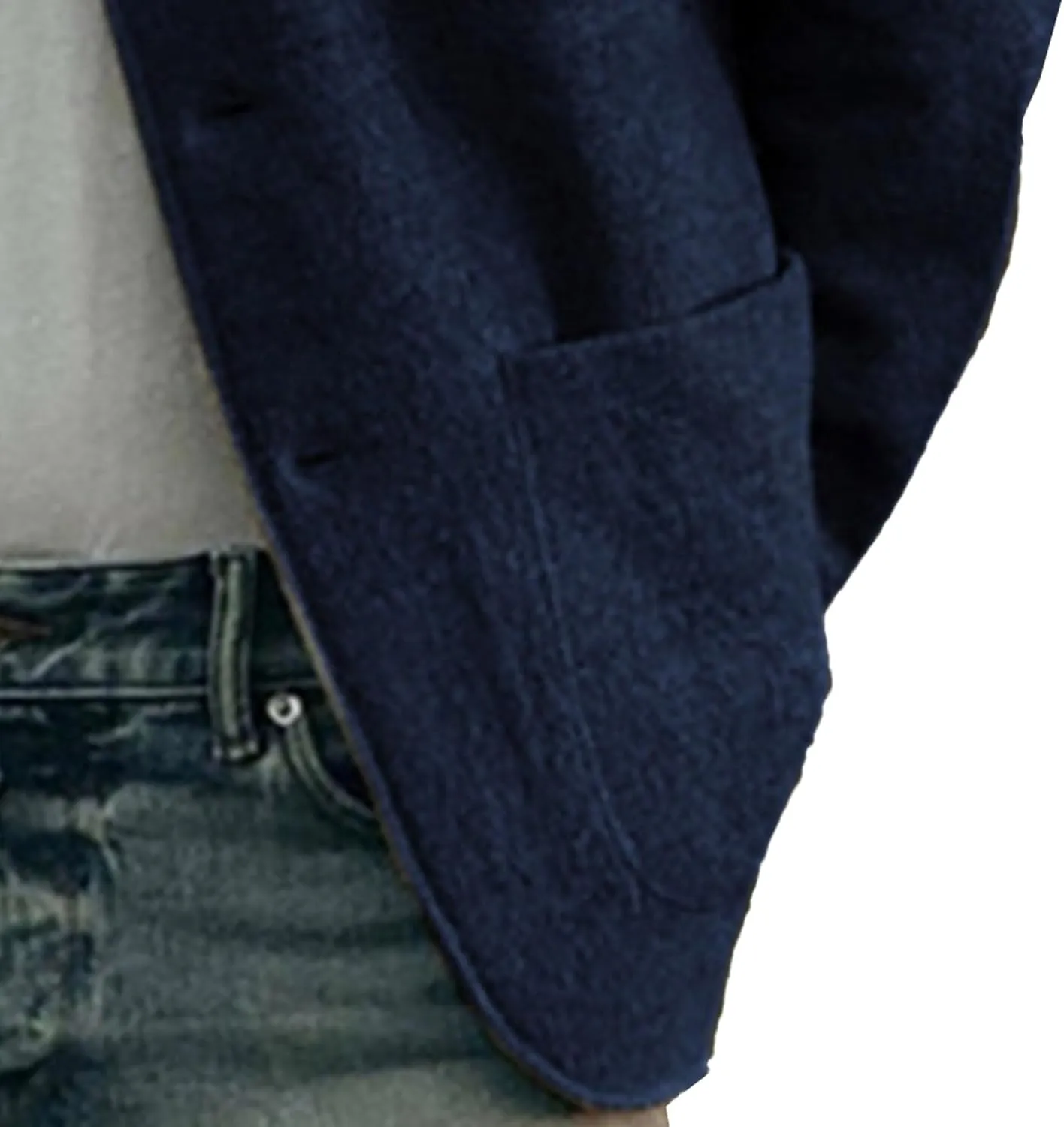 Men's Casual Button Down Cardigan Jacket Stand Collar Pockets Casual Overcoats Loose Fit Solid Wool Trench Coat