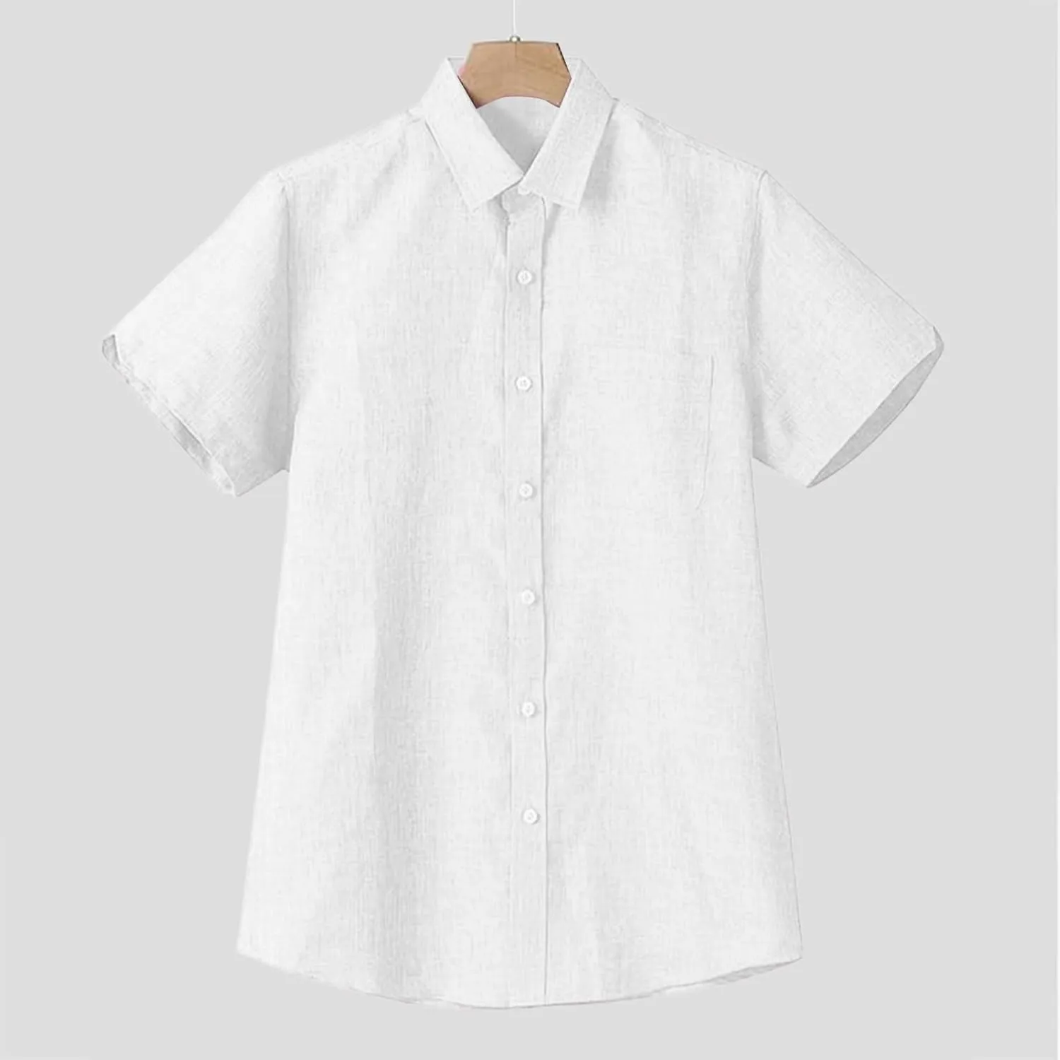 Mens Casual Button Down Shirt Linen Short Sleeve Lapel Collar Hippie Tops 2025 Summer Vacation Beach Blouses Shirts