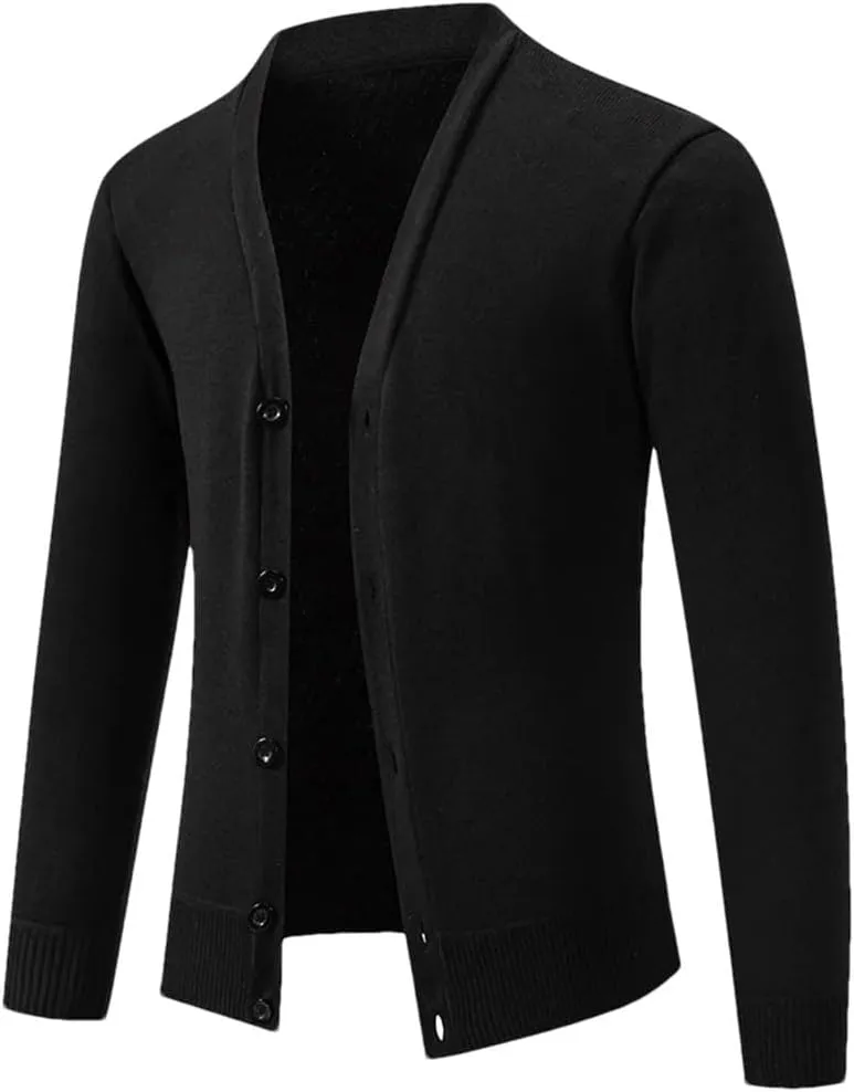 Men's Casual Cardigan Sweater Long Sleeve V Neck Button Down Sweaters Knit Cardigan Sweaters