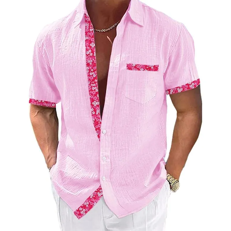 Men's Casual Hawaiian Lace Lapel Short Sleeve Shirt 80011867YM