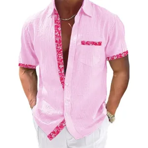 Men's Casual Hawaiian Lace Lapel Short Sleeve Shirt 80011867YM