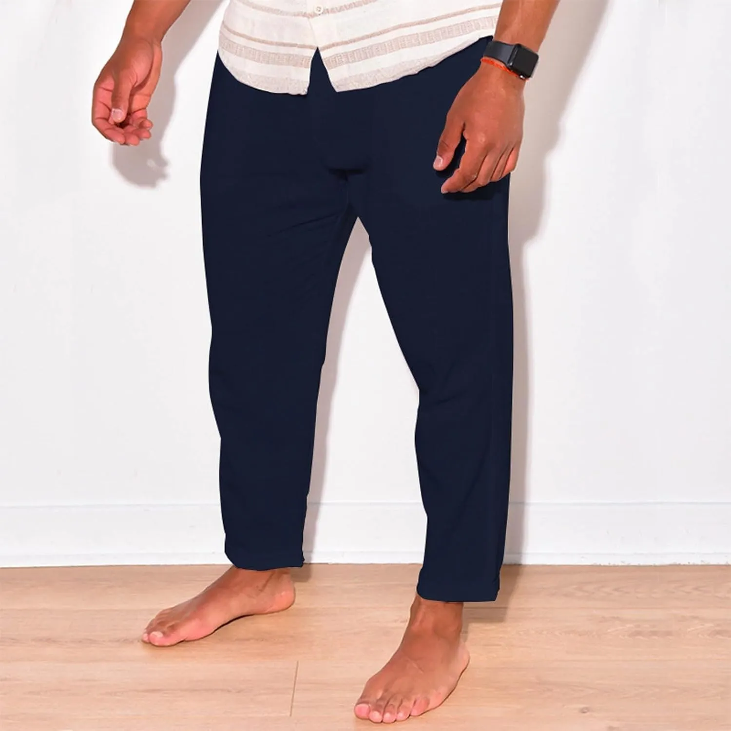 Men's Cotton Linen Pants Loose Straight Beach Yoga Pants for Men Breathable Casual Dress Pants Casual Trousers