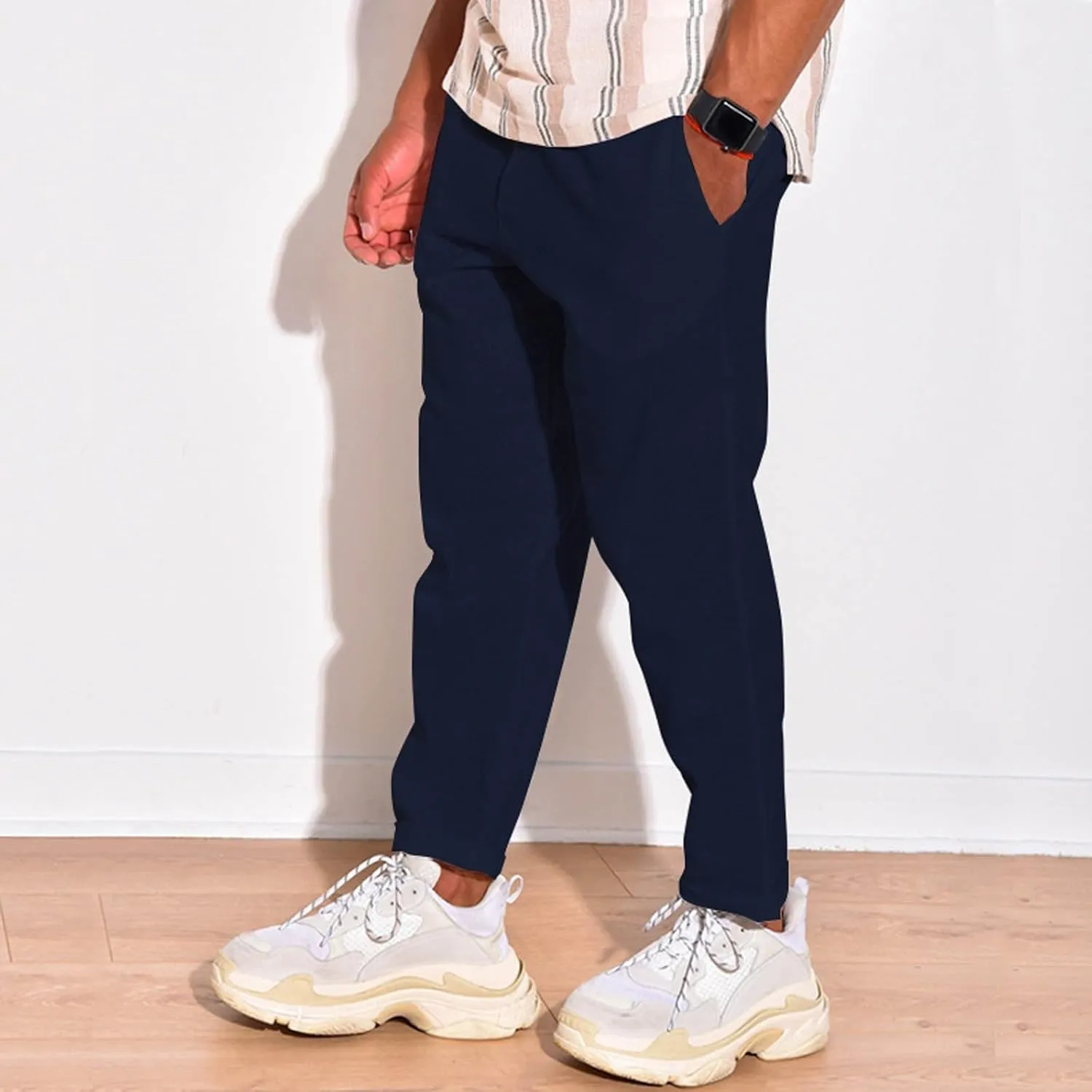 Men's Cotton Linen Pants Loose Straight Beach Yoga Pants for Men Breathable Casual Dress Pants Casual Trousers