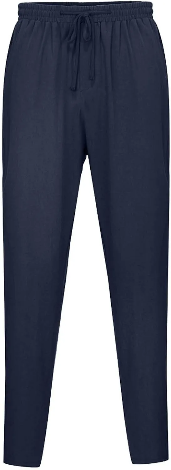 Men's Cotton Linen Pants Loose Straight Beach Yoga Pants for Men Breathable Casual Dress Pants Casual Trousers
