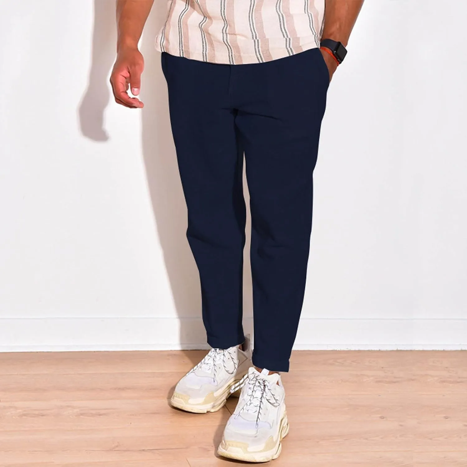 Men's Cotton Linen Pants Loose Straight Beach Yoga Pants for Men Breathable Casual Dress Pants Casual Trousers