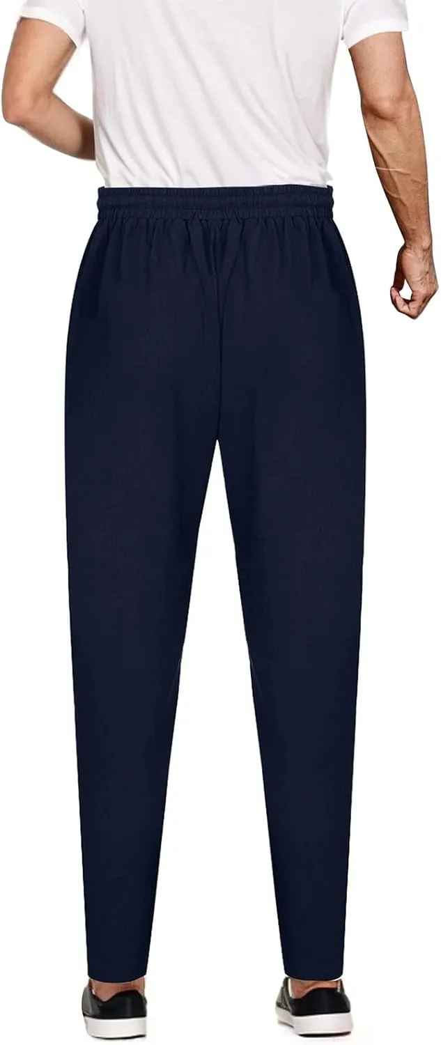 Men's Cotton Linen Pants Loose Straight Beach Yoga Pants for Men Breathable Casual Dress Pants Casual Trousers