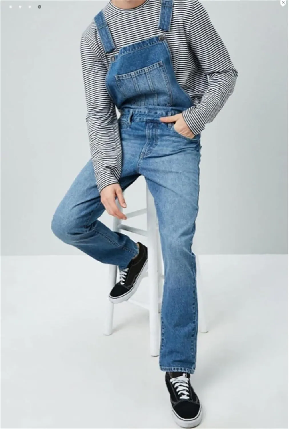 Mens Denim Bib Overalls Relaxed Fit Fashion Jean Jumpsuit with Pockets for Work or a Trendy Statement Piece