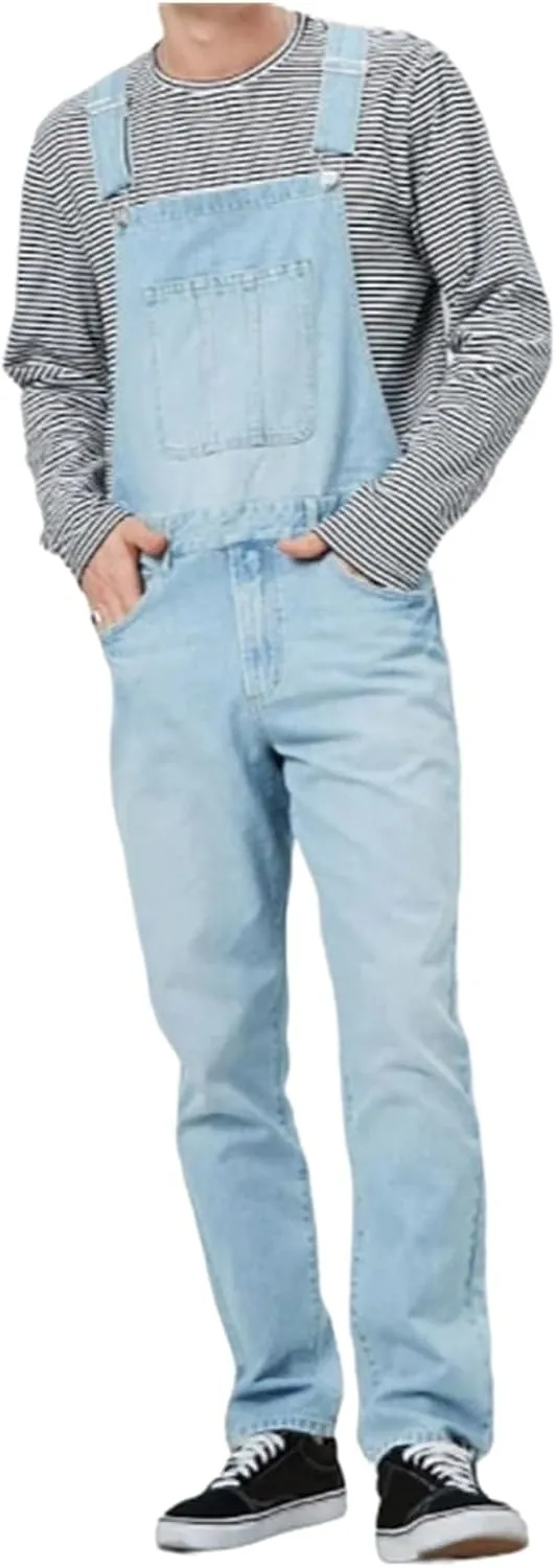 Mens Denim Bib Overalls Relaxed Fit Fashion Jean Jumpsuit with Pockets for Work or a Trendy Statement Piece