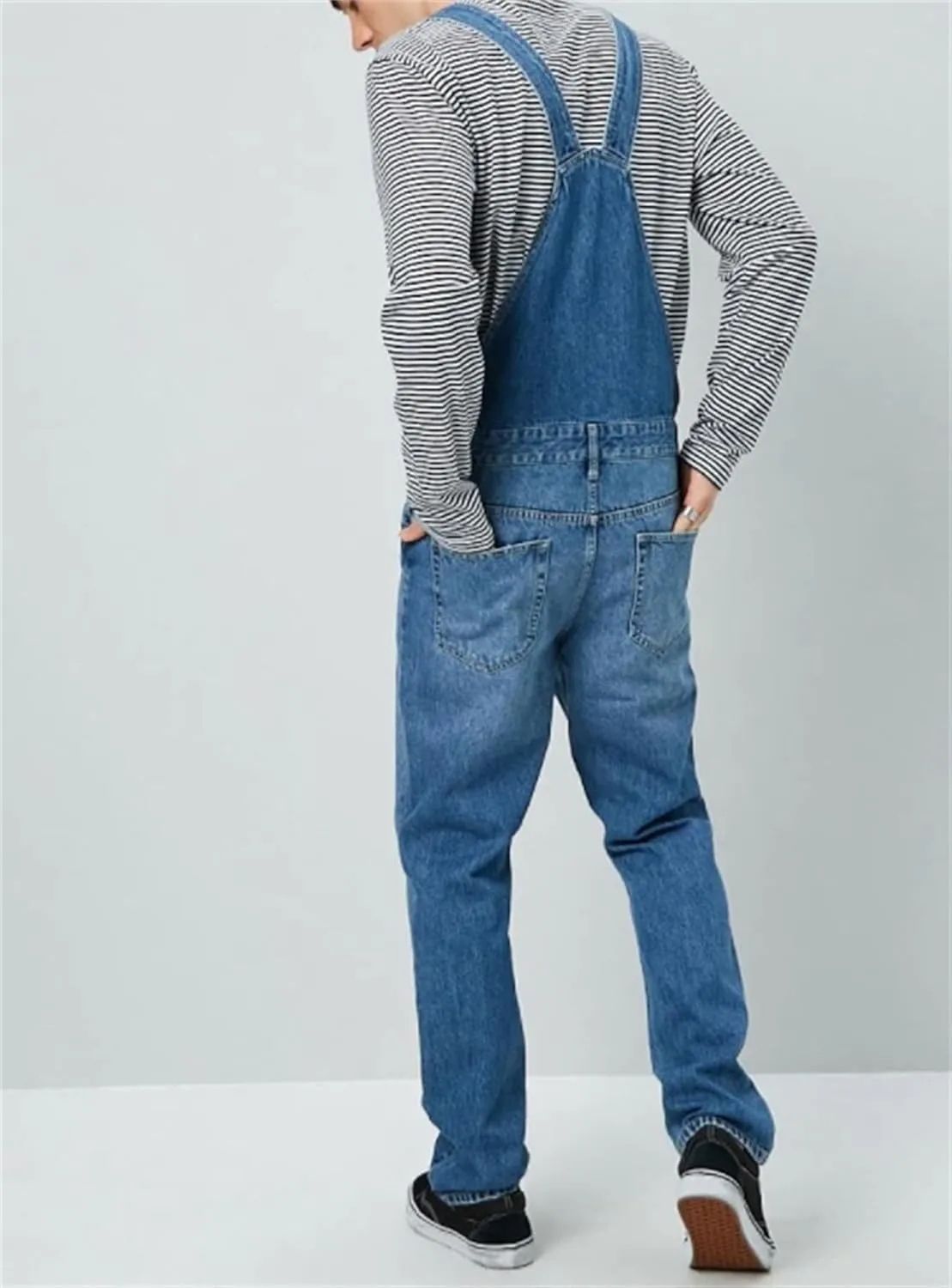 Mens Denim Bib Overalls Relaxed Fit Fashion Jean Jumpsuit with Pockets for Work or a Trendy Statement Piece