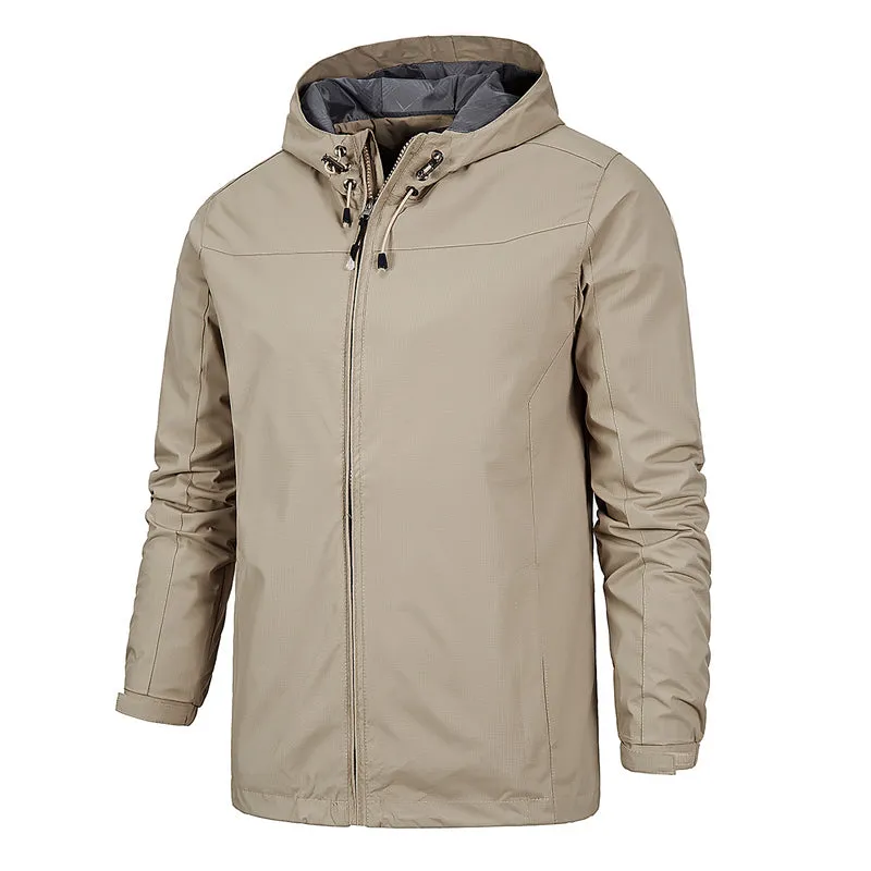 Men's Elegant Waterproof Softshell Jacket with Hood and Drawstring | Ideal for Autumn/Winter