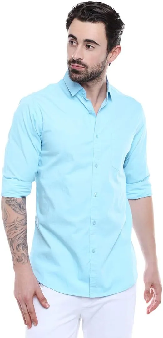 Men's Essential Dress Shirt - 100% Cotton, Slim Fit, Long Sleeve, Button-Down Collar - Casual Wear