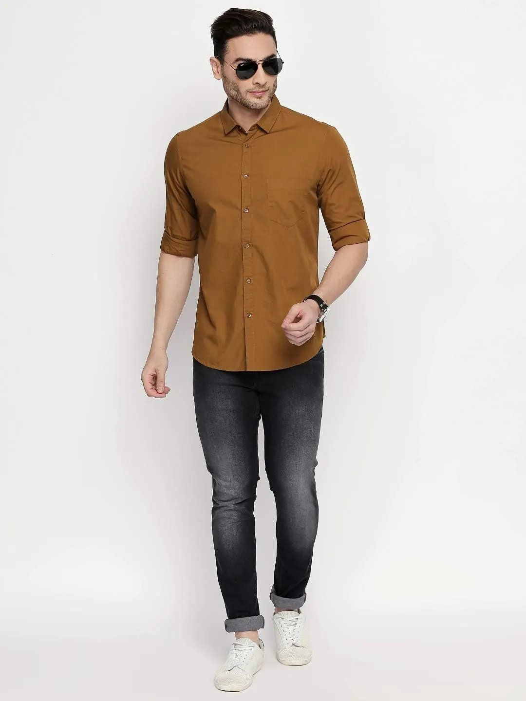 Men's Essential Dress Shirt - 100% Cotton, Slim Fit, Long Sleeve, Button-Down Collar - Casual Wear