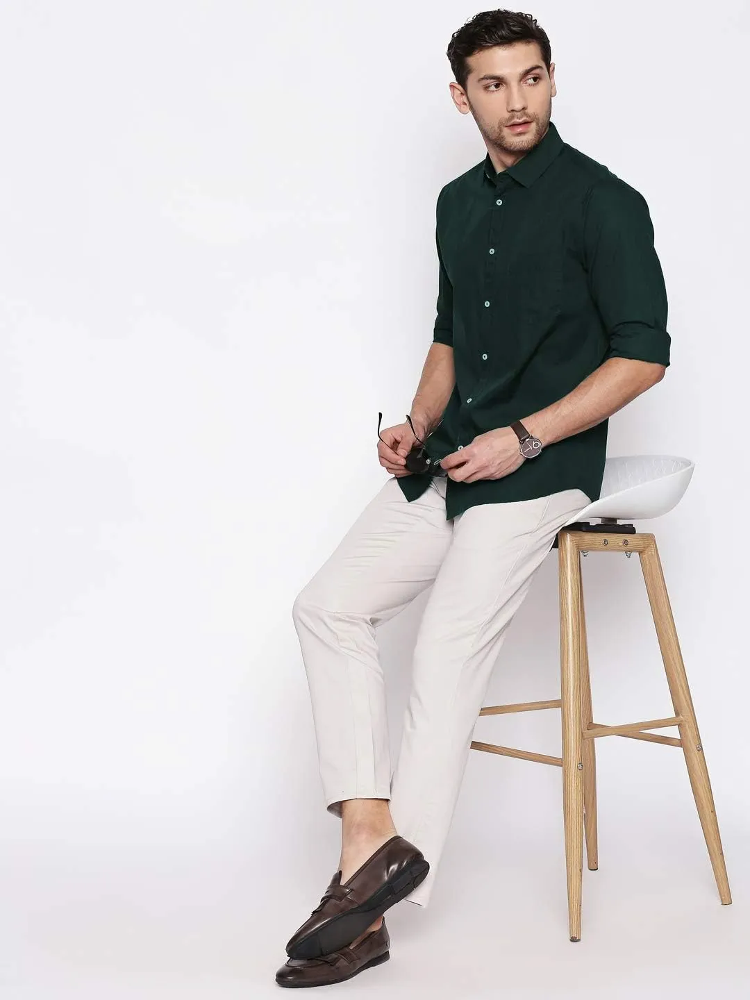 Men's Essential Dress Shirt - 100% Cotton, Slim Fit, Long Sleeve, Button-Down Collar - Casual Wear
