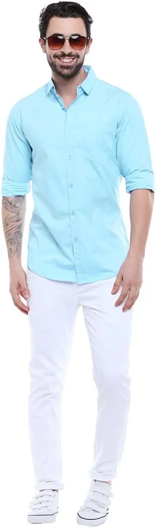Men's Essential Dress Shirt - 100% Cotton, Slim Fit, Long Sleeve, Button-Down Collar - Casual Wear