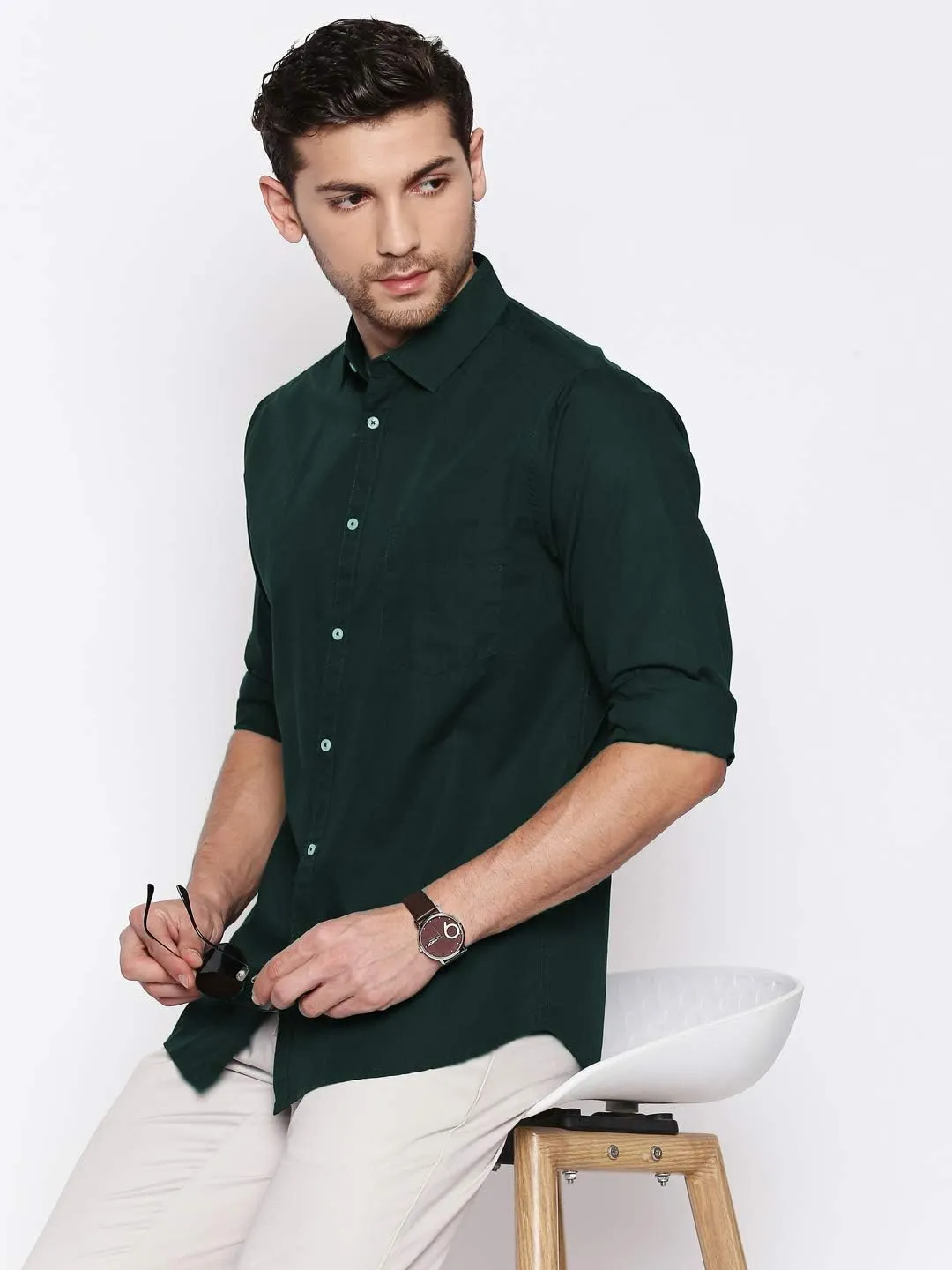 Men's Essential Dress Shirt - 100% Cotton, Slim Fit, Long Sleeve, Button-Down Collar - Casual Wear
