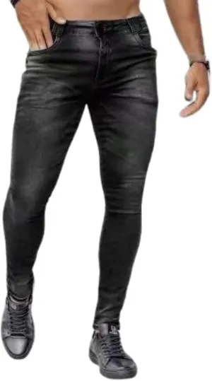Mens Fashion Vintage Denim Pants Slim Stretch Jeans High Waist Elastic Feet Trousers Casual Denim Cargo Pants