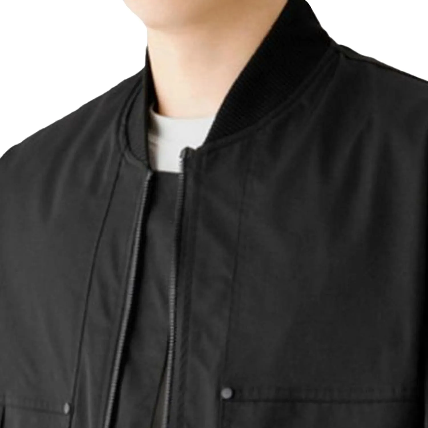 Men's Flap Pockets Retro Baseball Jacket Mock Neck Zip Up Casual Bomber Jacket Lightweight Stylish Cargo Jacket