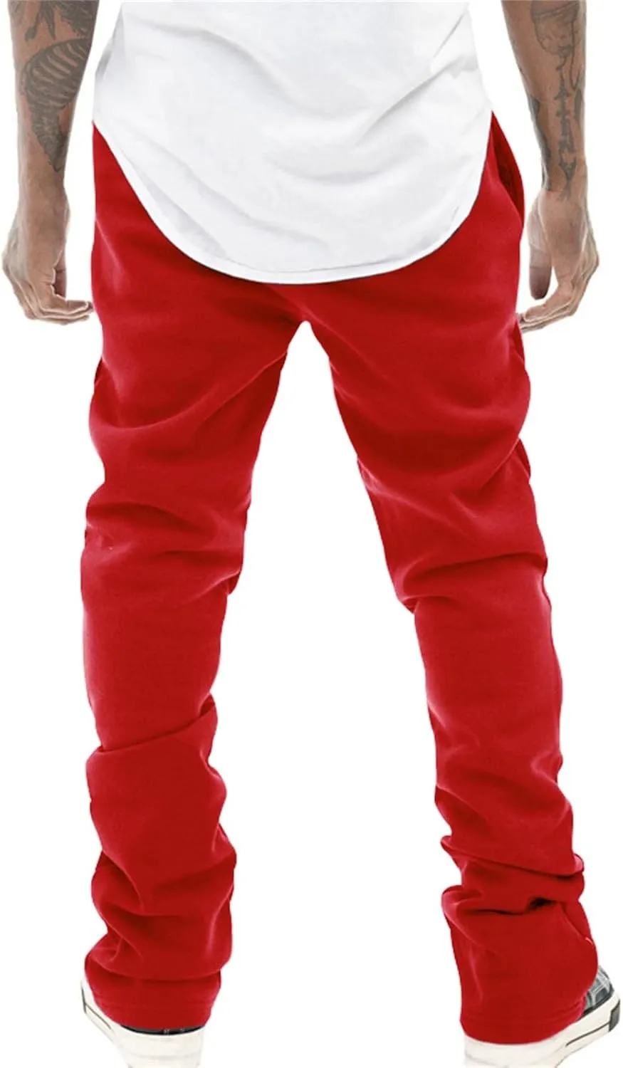 Mens Flared Sweatpants Flare Pants Joggers for Men Micro Fleece Lined with Pockets Elastic Drawstring Bell Bottoms