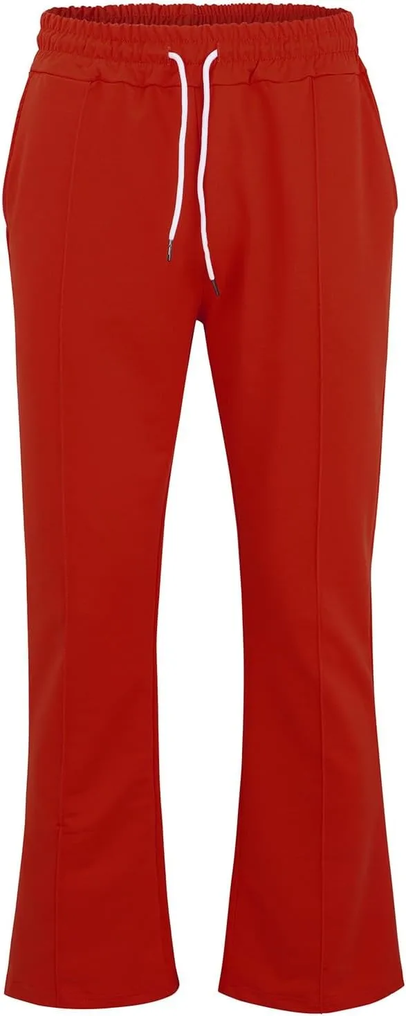 Mens Flared Sweatpants Flare Pants Joggers for Men Micro Fleece Lined with Pockets Elastic Drawstring Bell Bottoms