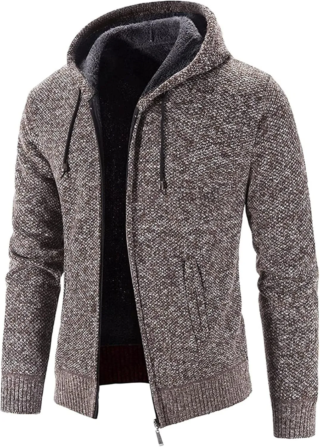 Men's Fleece Jacket Fuzzy Fleece Jacket for Mens Fashion Long Sleeve Warm Camouflage Printed Hooded Jacket Top