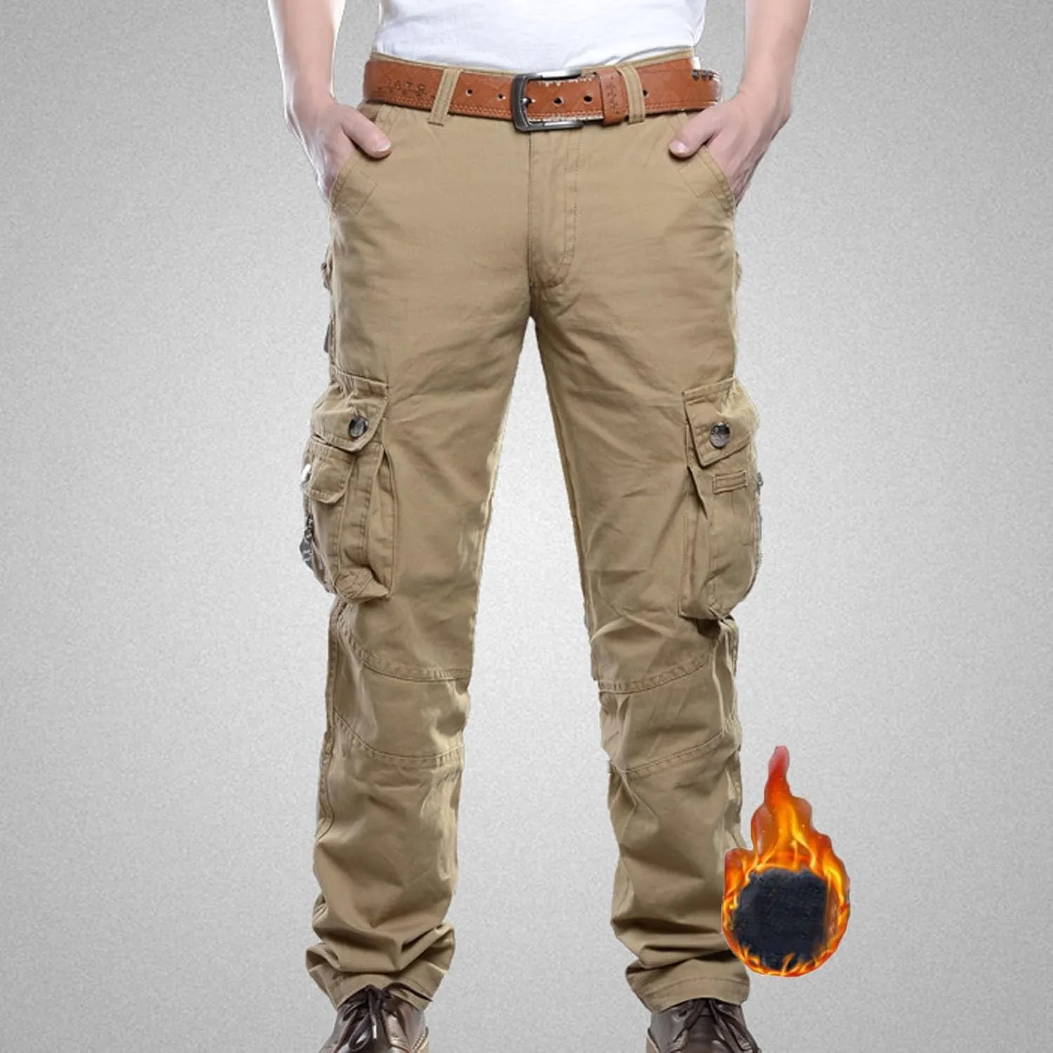 Men's Hiking Pants Outdoor Wild Cargo Pant Multi-Pocket Combat Military Army Cargo Trousers Thickened Casual Pants