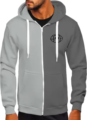 Men's Hooded Print Color Blocked Loose Hoodie Printed Long Sleeved Jacket Casual Jacket Coat，2024 Big and Tall Mens