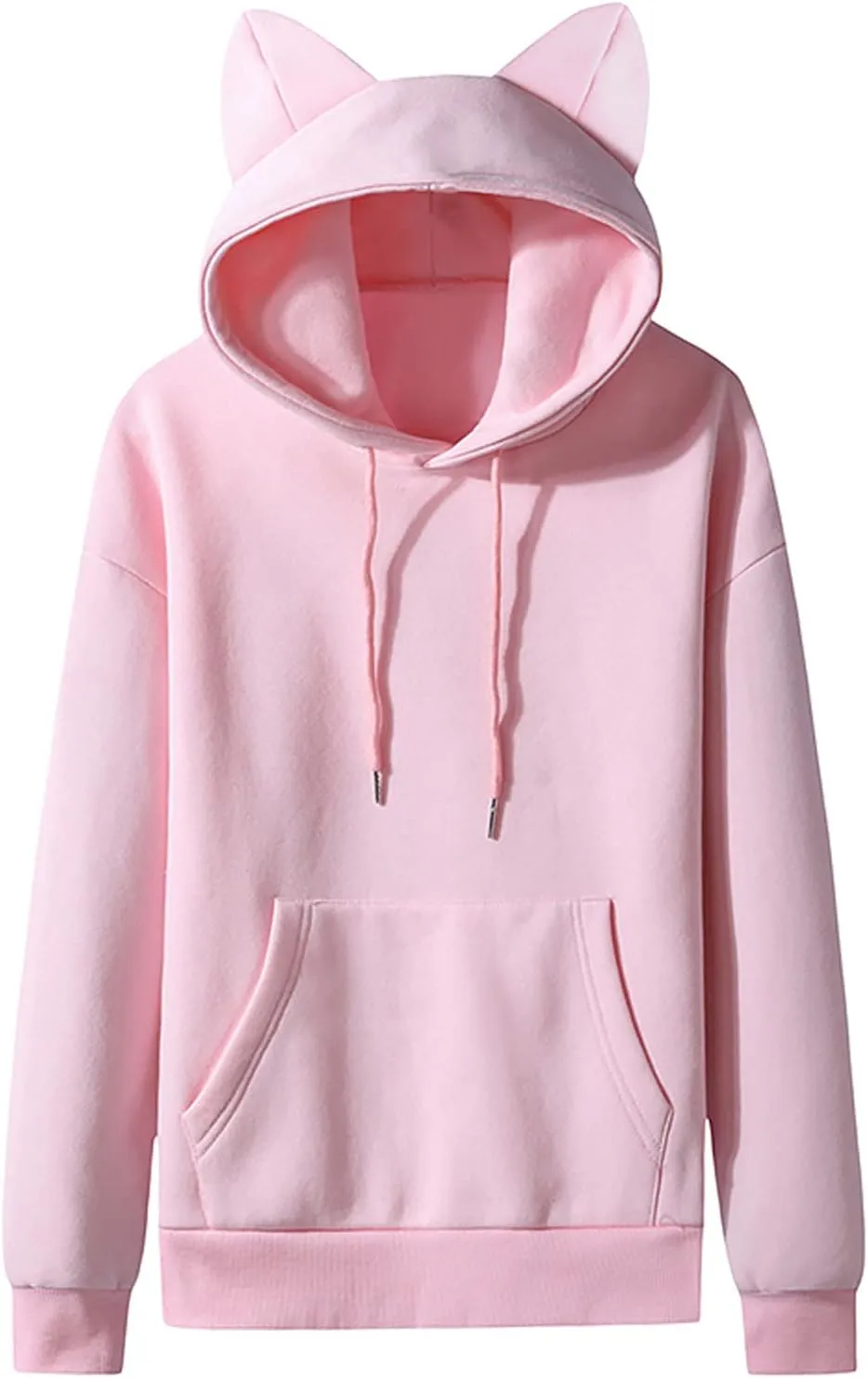 Men's Hoodie Teen Boys Cute Cat Ears Hooded Sweatshirts Winter Heavy Fleece Pullover with Pocket Long Sleeve Clothing