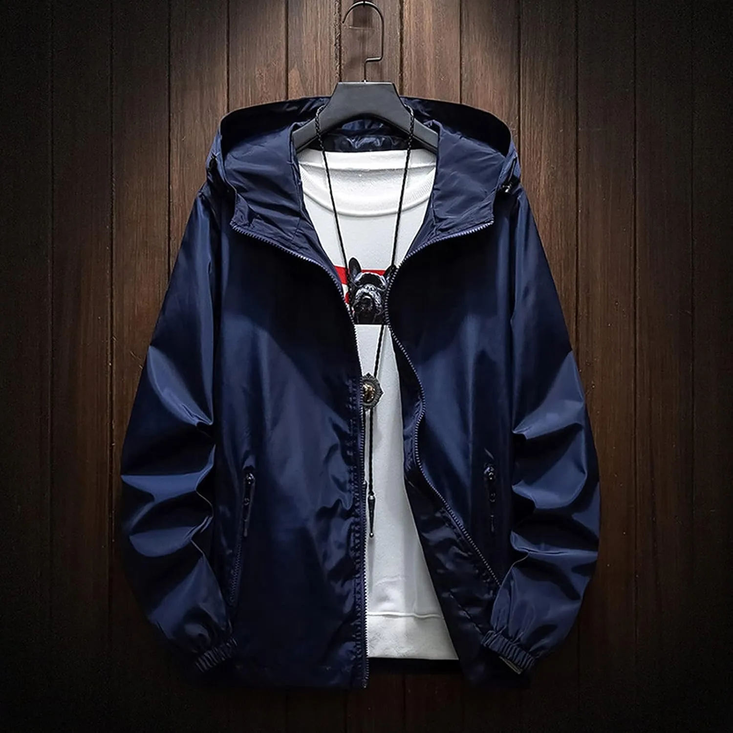 Men's Jackets Rain Windbreaker Lightweight Shell Raincoat With Hood For Golf Hiking Travel, M-7XL