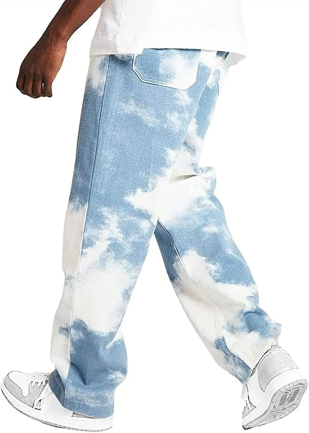 Mens Jeans Pants Fashion Men's Hip Hop Style Casual Pants Relaxed Fit Jeans Printed Jeans Mens Straight Jeans Pants