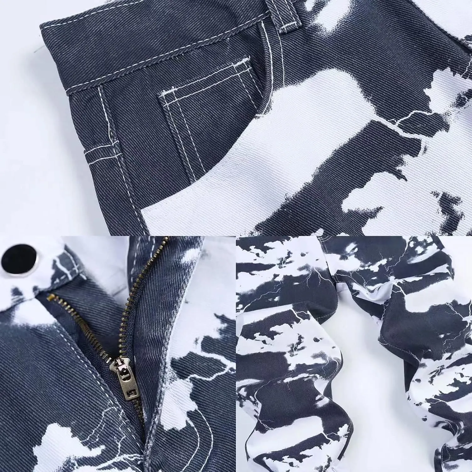 Mens Jeans Pants Fashion Men's Hip Hop Style Casual Pants Relaxed Fit Jeans Printed Jeans Mens Straight Jeans Pants