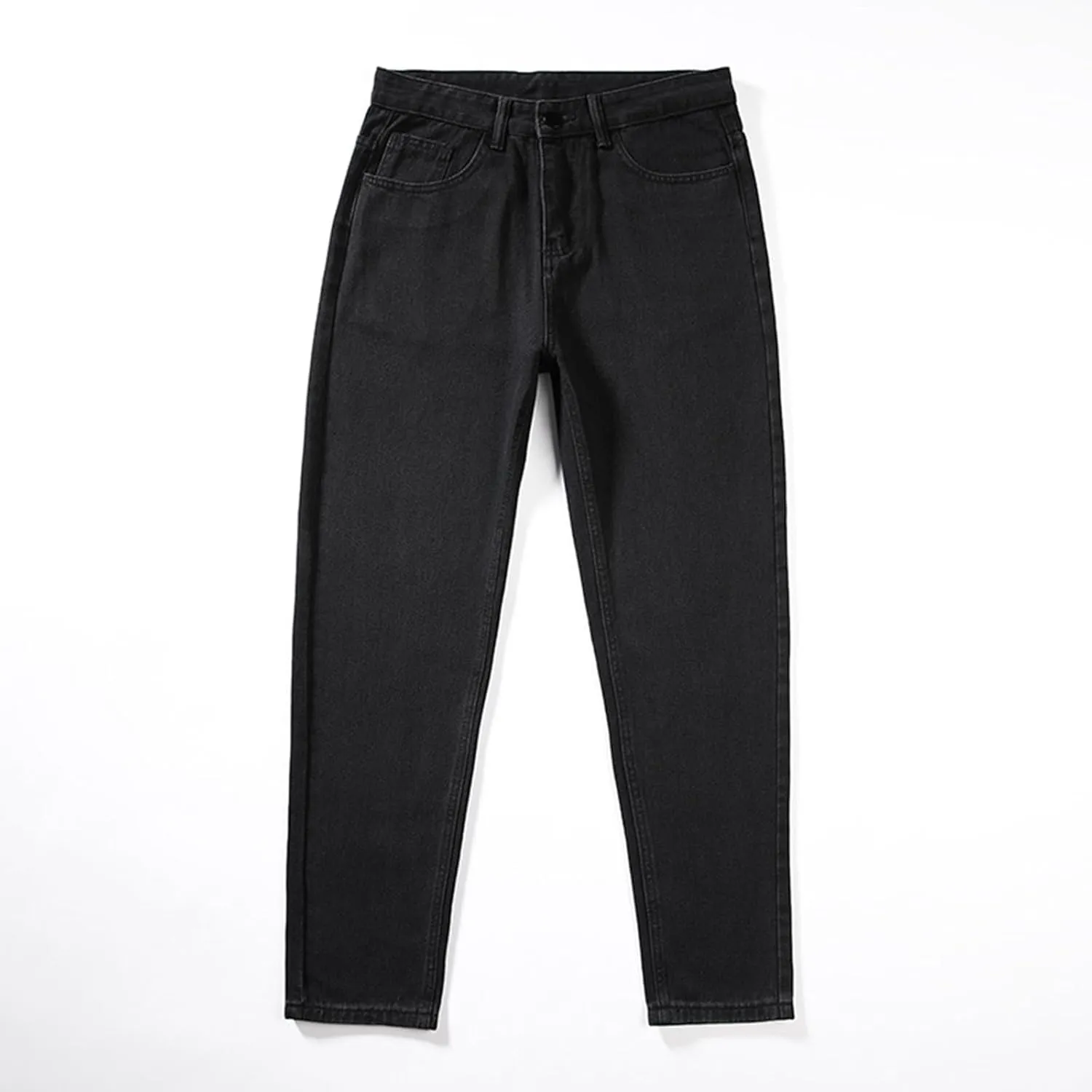 Mens Jeans Relaxed Fit Straight Leg Denim Pants Baggy Casual Solid Color Trousers Washed Distressed Jeans with Pockets