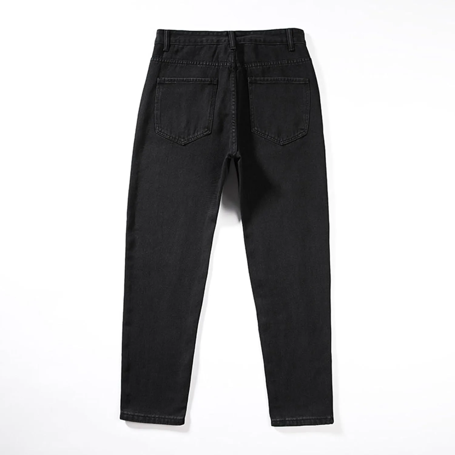 Mens Jeans Relaxed Fit Straight Leg Denim Pants Baggy Casual Solid Color Trousers Washed Distressed Jeans with Pockets